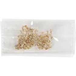 Bead tips with eyes, L: 8 mm, dia. 3 mm, gold-plated, 100 pc/ 1 pack