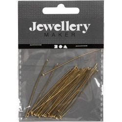 Head Pins, L: 50 mm, gold, 30 pc/ 1 pack