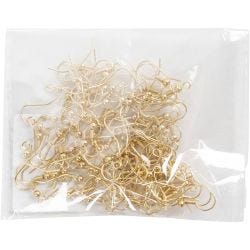 Earring Hooks, L: 18 mm, gold-plated, 100 pc/ 1 pack