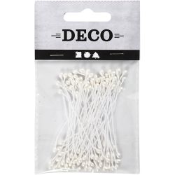 Flower Stamens, L: 6,4 cm, dia. 2 mm, white - mother-of-pearl, 100 pc/ 1 pack