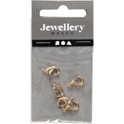 Carabiners, L: 10,1 mm, gold-plated, 5 pc/ 1 pack