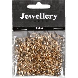 Carabiners, L: 10,1 mm, gold-plated, 100 pc/ 1 pack