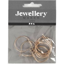 Earrings, dia. 25 mm, gold-plated, 8 pc/ 1 pack