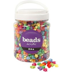 Novelty Beads, dia. 10 mm, hole size 3,5 mm, assorted colours, 400 g, 700 ml/ 1 tub