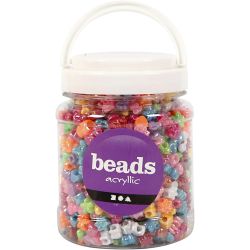 Novelty Beads, dia. 10 mm, hole size 3 mm, assorted colours, 380 g, 700 ml/ 1 tub