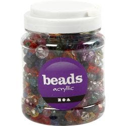 Faceted Beads, size 10-12-16 mm, hole size 1-2,5 mm, assorted colours, 500 g, 700 ml/ 1 tub