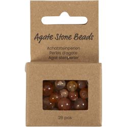 Agate stone beads, size 1x10, 12x8, 15x6 mm, hole size 0,9-1 mm, light brown, 28 pc/ 1 pack