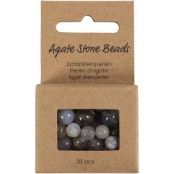 Agate stone beads, size 1x10, 12x8, 15x6 mm, hole size 0,9-1 mm, transparent grey, 28 pc/ 1 pack