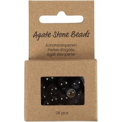 Agate stone beads, size 1x10, 12x8, 15x6 mm, hole size 0,9-1 mm, black, 28 pc/ 1 pack