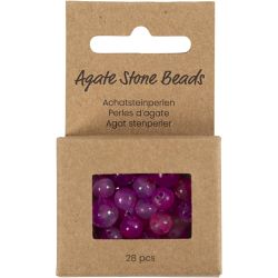 Agate stone beads, size 1x10, 12x8, 15x6 mm, hole size 0,9-1 mm, pink, 28 pc/ 1 pack