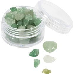 Crystal beads, Aventurine, dia. 7-12 mm, hole size 1 mm, green, 63 pc/ 1 pack
