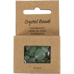 Crystal beads, Aventurine, dia. 7-12 mm, hole size 1 mm, green, 63 pc/ 1 pack