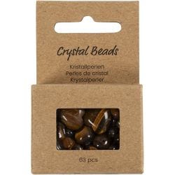 Crystal beads, Tiger's eye, dia. 7-12 mm, hole size 1 mm, brown, 63 pc/ 1 pack