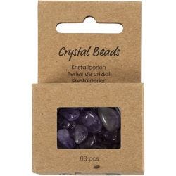 Crystal beads, Amethyst, dia. 7-12 mm, hole size 1 mm, purple, 63 pc/ 1 pack