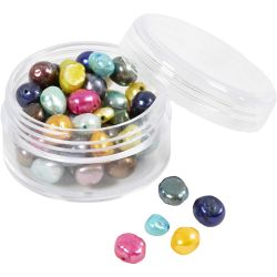 Freshwater pearls, dia. 5-6 mm, hole size 0,5 mm, mother of pearl colours, 60 pc/ 1 pack
