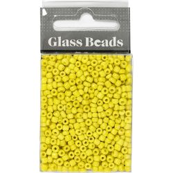Seed Beads, dia. 3 mm, size 8/0, hole size 0,6-1,0 mm, yellow, 25 g/ 1 pack