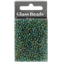 Rocaille Seed Beads, dia. 3 mm, size 8/0, hole size 0,6-1,0 mm, green oil, 25 g/ 1 pack