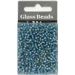 Seed Beads, dia. 3 mm, size 8/0, hole size 0,6-1,0 mm, clear turquoise, 25 g/ 1 pack