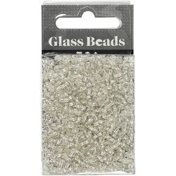 Rocaille Seed Beads, dia. 3 mm, size 8/0, hole size 0,6-1,0 mm, silver, 25 g/ 1 pack