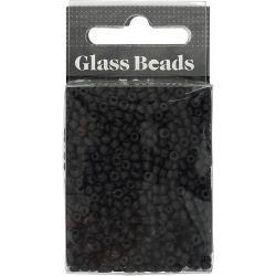 Seed Beads, dia. 3 mm, size 8/0, hole size 0,6-1,0 mm, frosted black, 25 g/ 1 pack