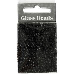 Rocaille Seed Beads, dia. 3 mm, size 8/0, hole size 0,6-1,0 mm, black, 25 g/ 1 pack