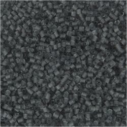 Rocaille Seed Beads 2-cut, dia. 1,7 mm, size 15/0, hole size 0,5 mm, transparent grey, 25 g/ 1 pack