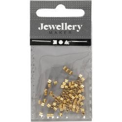 Crimpy Beads Tubes, size 2x2 mm, hole size 1,4 mm, gold-plated, 80 pc/ 1 pack