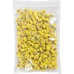Figure Beads, Emoji, dia. 10 mm, hole size 1,5 mm, 200 pc/ 1 pack