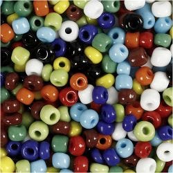 Rocaille Seed Beads, dia. 4 mm, size 6/0, hole size 0,9-1,2 mm, assorted colours, 130 g/ 1 pack