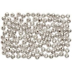 Wax Beads, dia. 3 mm, hole size 0,7 mm, silver, 150 pc/ 1 pack