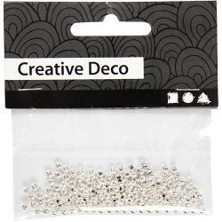 Wax Beads, dia. 3 mm, hole size 0,7 mm, silver, 150 pc/ 1 pack