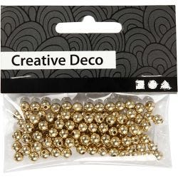 Wax Beads, dia. 5 mm, hole size 0,7 mm, gold, 100 pc/ 1 pack