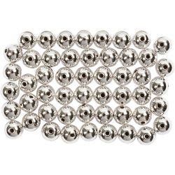 Wax Beads, dia. 5 mm, hole size 0,7 mm, silver, 100 pc/ 1 pack