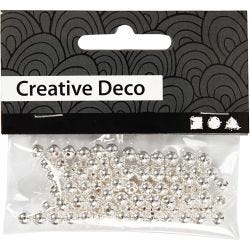 Wax Beads, dia. 5 mm, hole size 0,7 mm, silver, 100 pc/ 1 pack