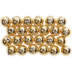 Wax Beads, dia. 8 mm, hole size 1 mm, gold, 50 pc/ 1 pack