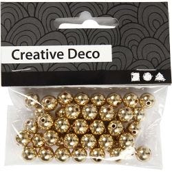 Wax Beads, dia. 8 mm, hole size 1 mm, gold, 50 pc/ 1 pack