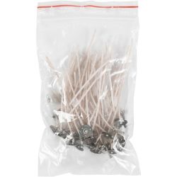 Wicks for Candles in Containers, Suitable for containers with a diameter of 20–65 mm, L: 10 cm, thickness 2 mm, 50 pc/ 1 pack