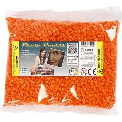 Strijkkralen, afm 5x5 mm, gatgrootte 2,5 mm, medium, helder oranje (32233), 6000 stuk/ 1 doos