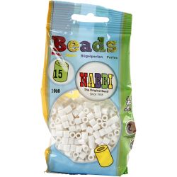 Fuse Beads, size 5x5 mm, hole size 2,5 mm, medium, white (32221), 1100 pc/ 1 pack