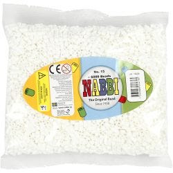 Fuse Beads, size 5x5 mm, hole size 2,5 mm, medium, white (32221), 6000 pc/ 1 pack