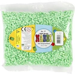 Fuse Beads, size 5x5 mm, hole size 2,5 mm, medium, pastel green (32252), 6000 pc/ 1 pack