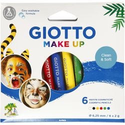 Make Up Pencils, L: 9 cm, standard colours, 6 pc/ 1 pack