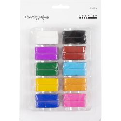 Fine Clay Polymer, colorful, 10x20 g/ 1 pack