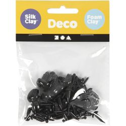 Eyes and snouts for modeling, dia. 3+6 mm, size 8x6+14x11 mm, black, 20 set/ 1 pack