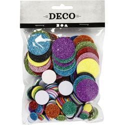EVA Foam Circles, dia. 12+20+32 mm, 150 asstd./ 1 pack