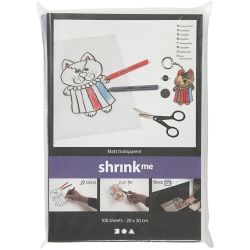 Shrink Plastic Sheets, sheet 20x30 cm, thickness 0,3 mm, matt transparent, 100 sheet/ 1 pack