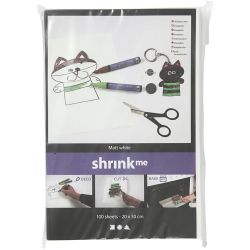 Shrink Plastic Sheets, sheet 20x30 cm, thickness 0,3 mm, matt white, 100 sheet/ 1 pack