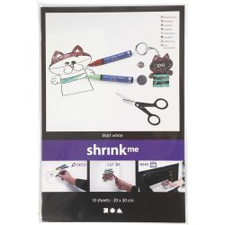 Shrink Plastic Sheets, sheet 20x30 cm, thickness 0,3 mm, matt white, 10 sheet/ 1 pack