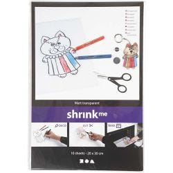 Shrink Plastic Sheets, sheet 20x30 cm, thickness 0,3 mm, matt transparent, 10 sheet/ 1 pack
