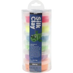 Silk Clay®, neon colours, 6x14 g/ 1 pack